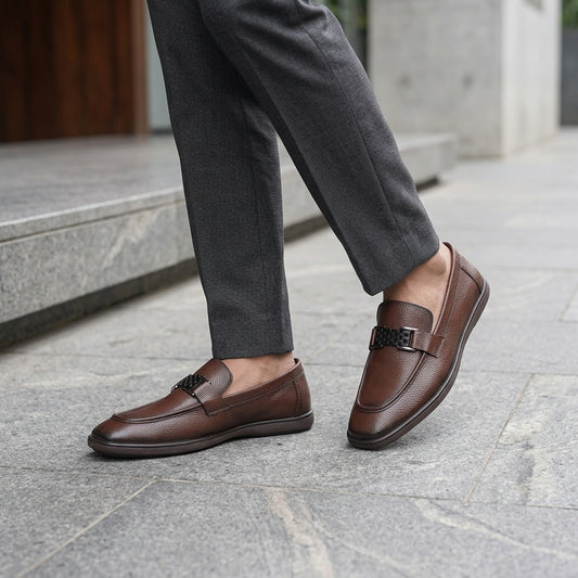 Zillionaire Premium Leather Loafer for Men with Woven Buckle