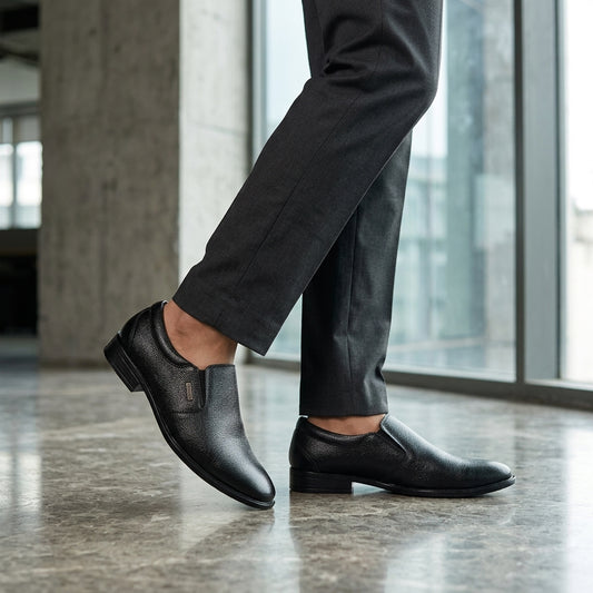 Zillionaire Black Leather Slip-On Formal Shoes For Men