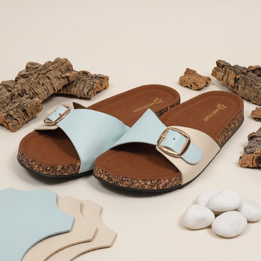Buckle Slide Sandals for Women | Cork Footbed – Warehouse