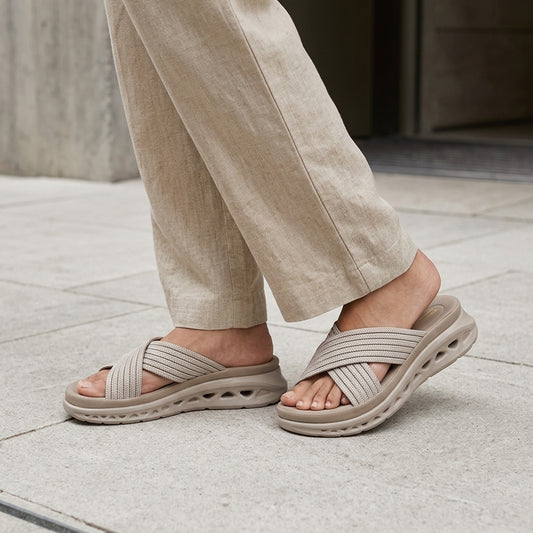 Cross-Strap Slides for Women with Comfort Sole