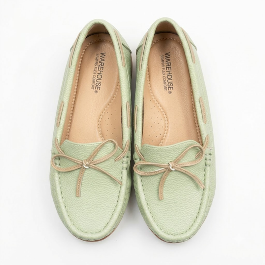 2607   Leather Loafers with Bow for Women |Comfort Wedge Sole