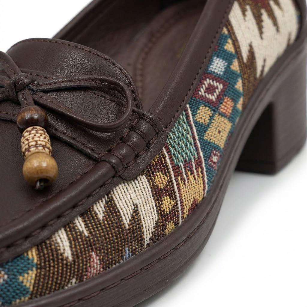 2606  Fashion Fabric Loafers for Women with Bead Detailing Bow