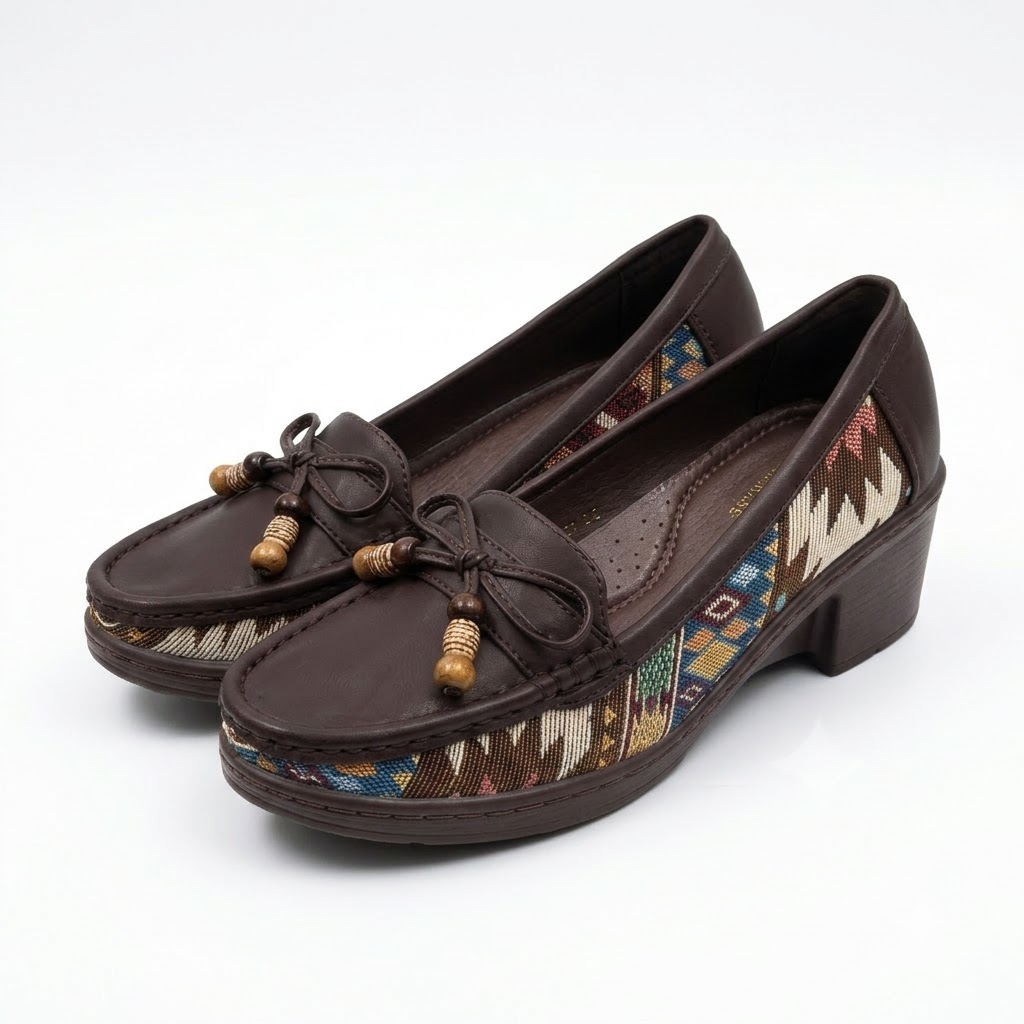 2606  Fashion Fabric Loafers for Women with Bead Detailing Bow