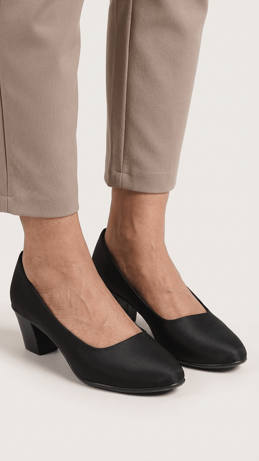 Satin Finish Block Heel Office Loafer for Women