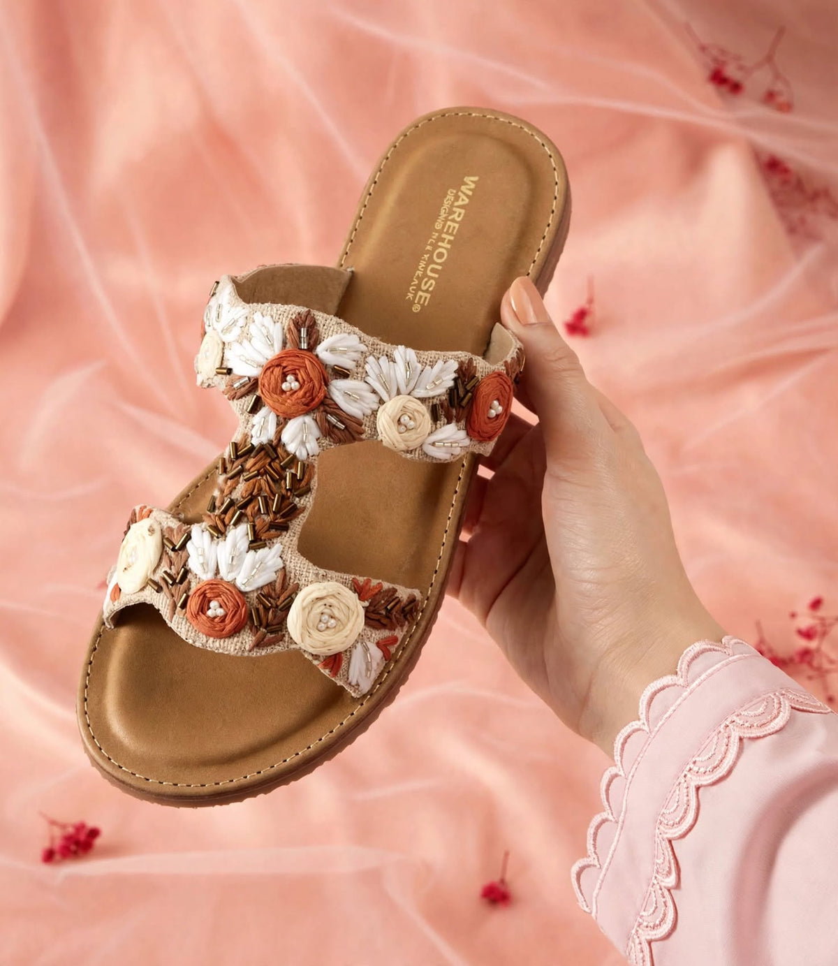 Kadhai Embroidered Slider for Women